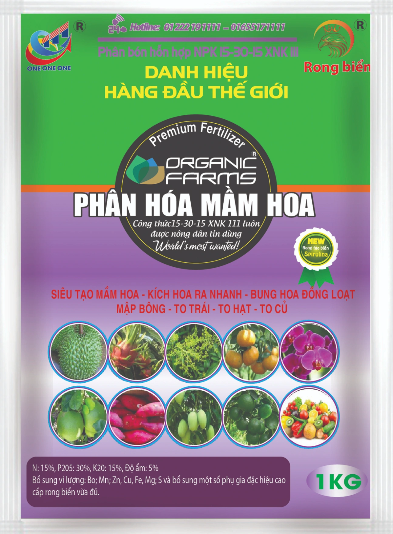 15-30-15 XNK 111 PHÂN HÓA MẦM HOA 1KG